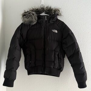 The North Face Womens S Black Goose Down Puffer Removable Fur Hood Y2K